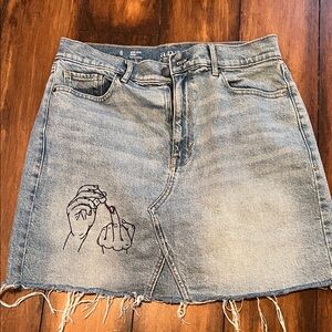 Denim Skirt with Embroidered Detail